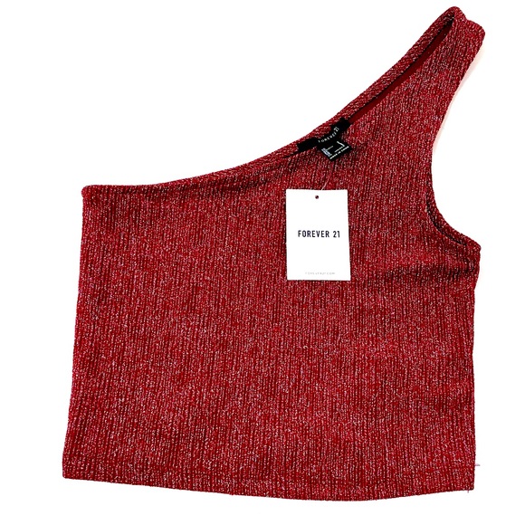 Forever 21 Tops Nwt Forever2 One Shoulder Cropped Burgundy